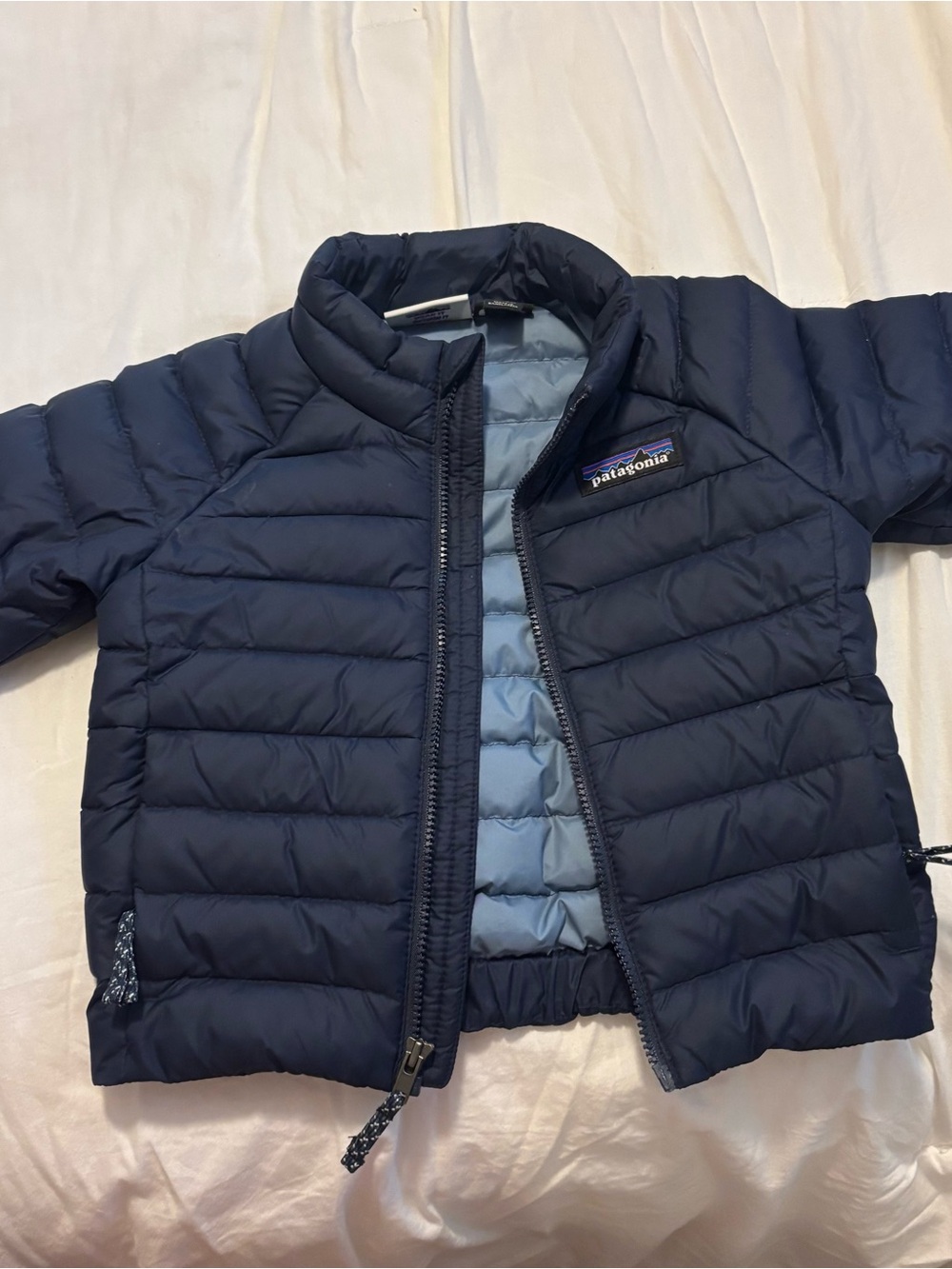 Patagonia Kids Navy and Light Blue Puffer Jacket